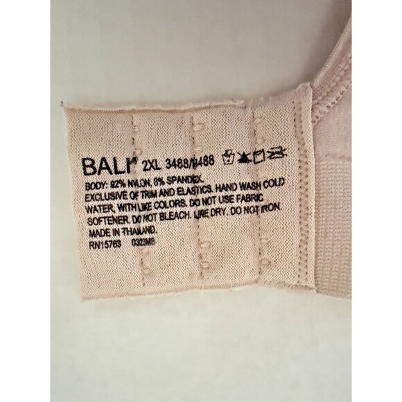 Bali 2XL Comfort Revolution ComfortFlex Wireless Bra Satin Floral Beige Blush - Picture 8 of 9